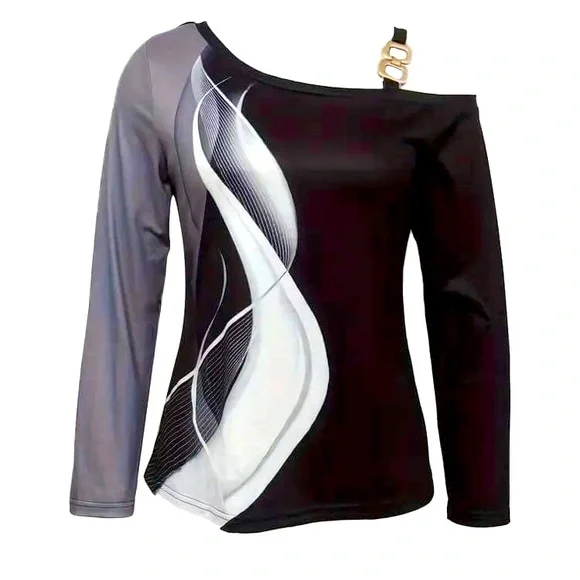 Stylish Abstract Print T-Shirt chain motif - Picture 1 of 3